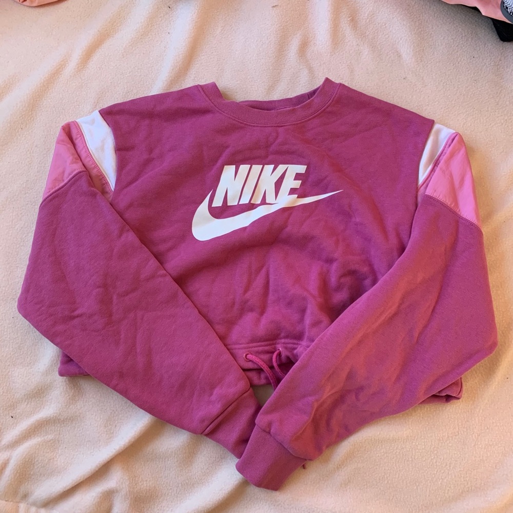 Pink cropped Nike top